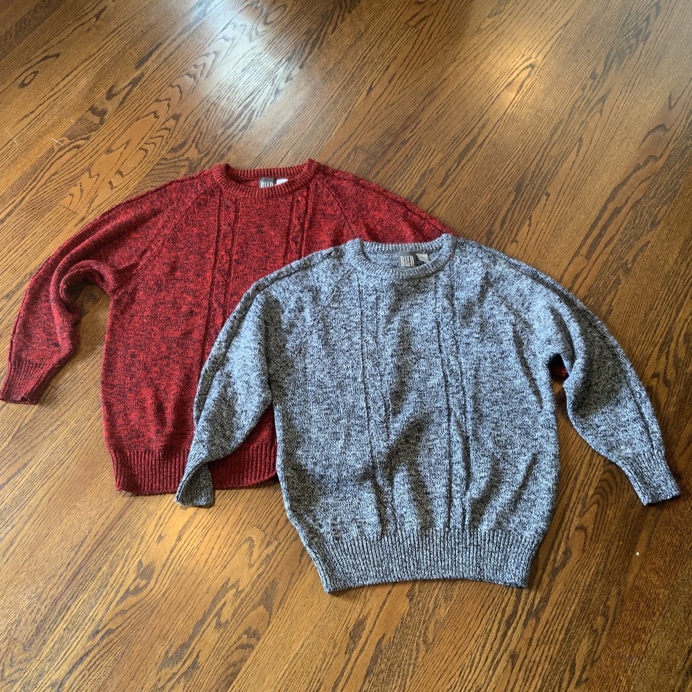 VTG Pair Plus Sz 20W Women's Sweaters 90s Y2K Speckled Red And Gray USA Made EUC
